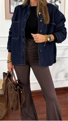 Bawełniana koszula Carla ciemny denim