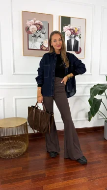 Bawełniana koszula Carla ciemny denim