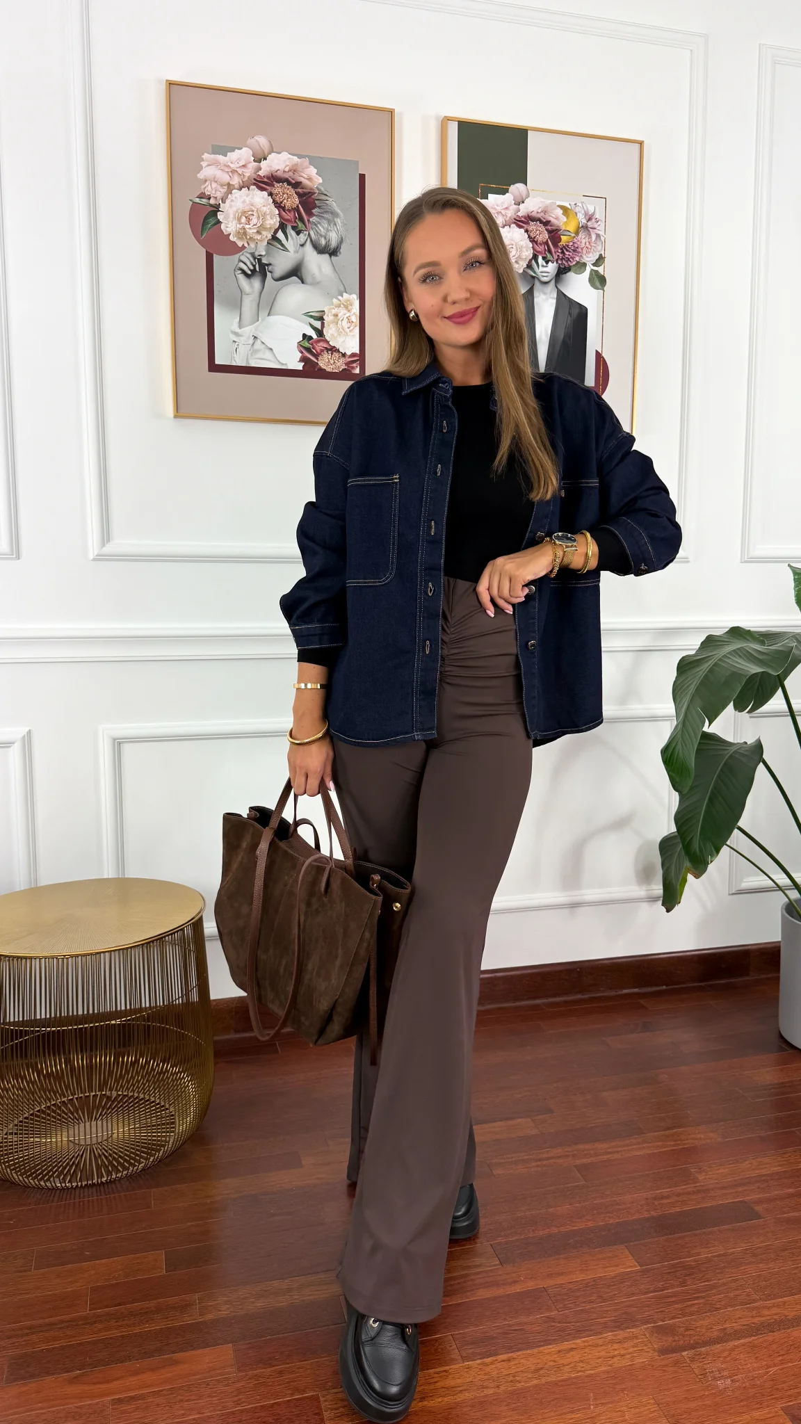 Bawełniana koszula Carla ciemny denim