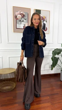 Bawełniana koszula Carla ciemny denim