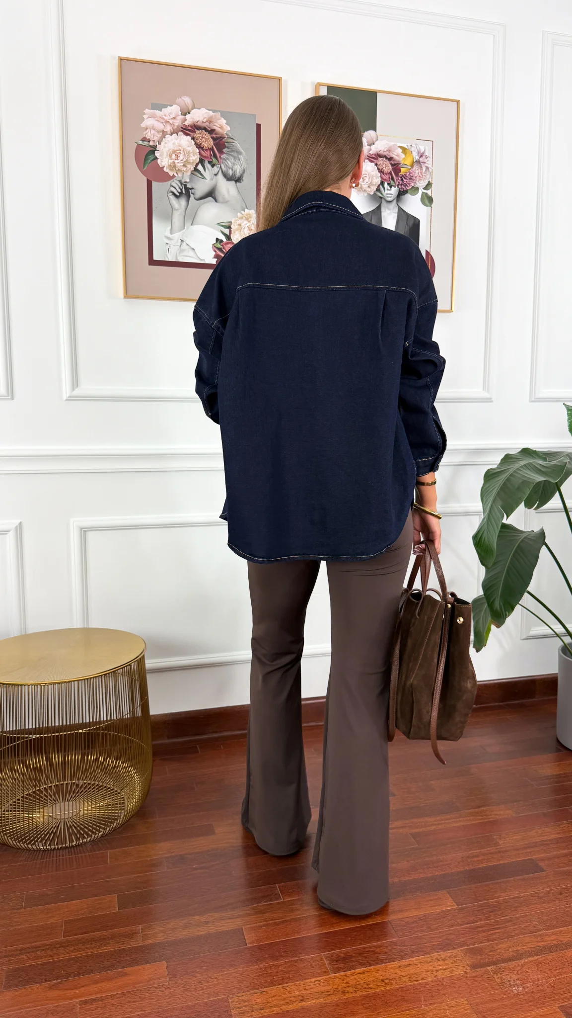 Bawełniana koszula Carla ciemny denim