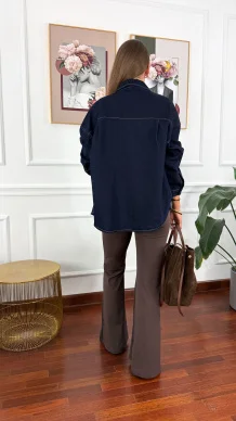 Bawełniana koszula Carla ciemny denim