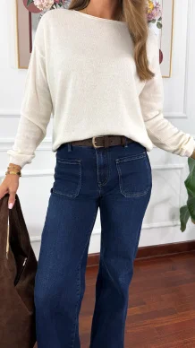 Spodnie dzwony Ida ciemny denim