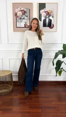 Spodnie dzwony Ida ciemny denim