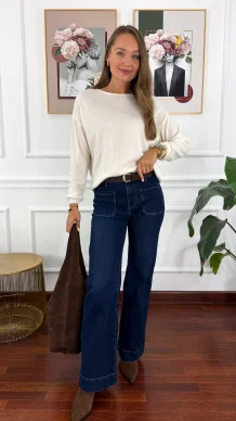 Spodnie dzwony Ida ciemny denim