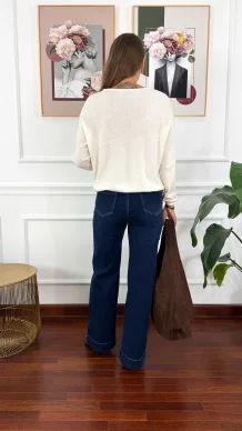 Spodnie dzwony Ida ciemny denim