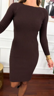 Wiskozowa sukienka Talia czekoladowa