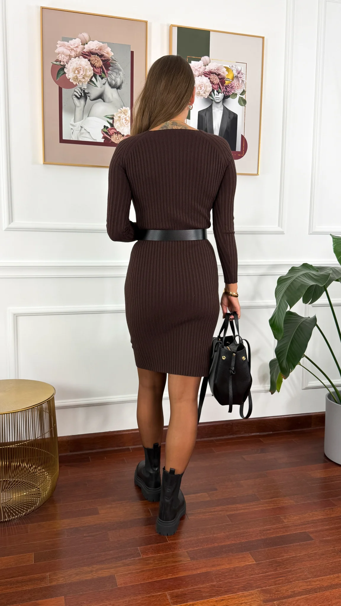 Wiskozowa sukienka Talia czekoladowa