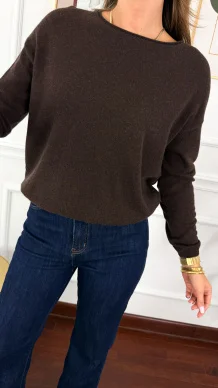 Wełniano-wiskozowy sweter Patrica czekoladowy