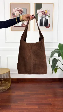 Skórzana zamszowa torebka Luz czekoladowa