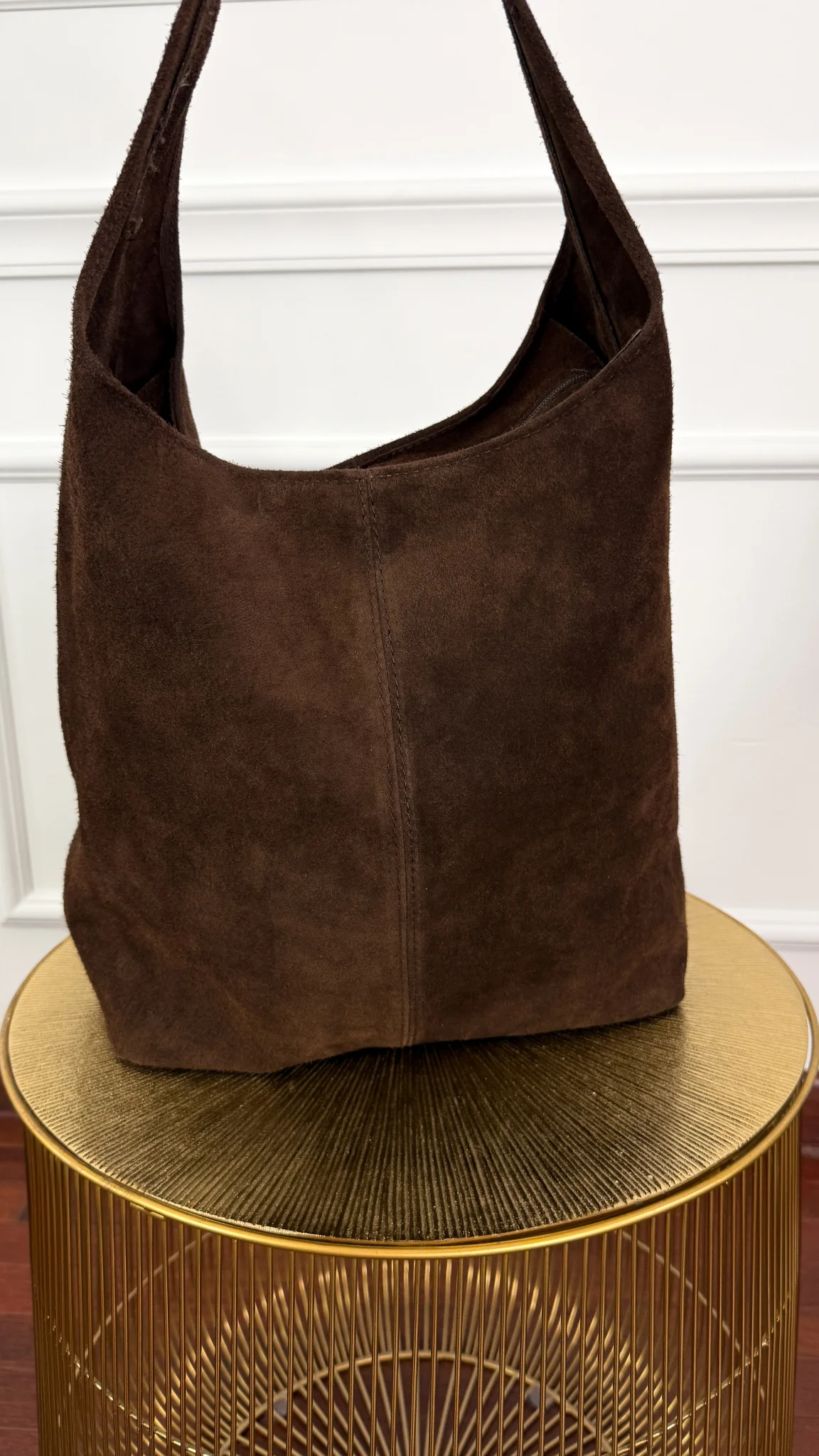 Skórzana zamszowa torebka Luz czekoladowa