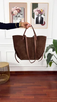 Zamszowa skórzana torebka Fino brązowa