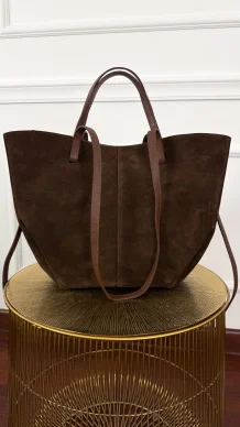 Zamszowa skórzana torebka Fino brązowa