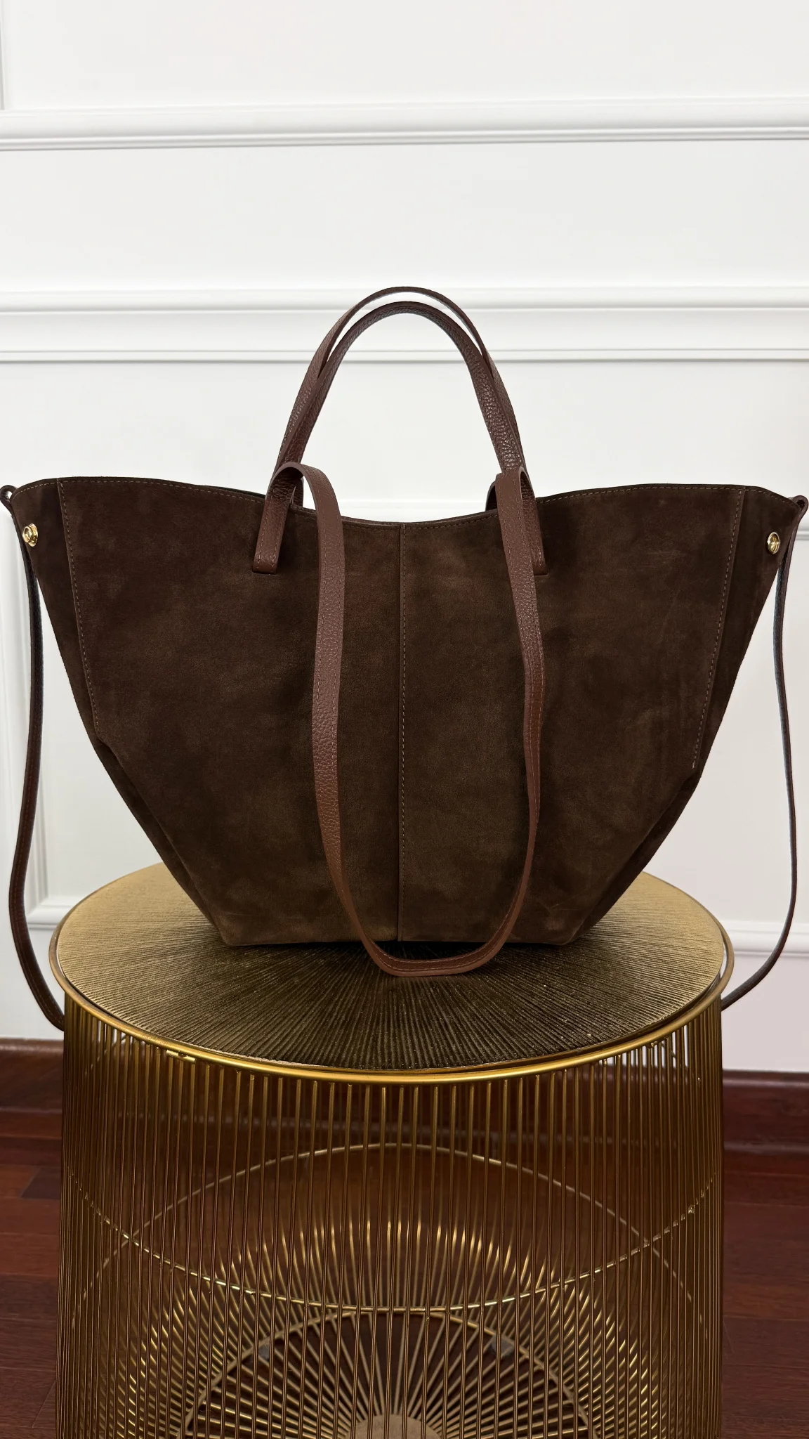 Zamszowa skórzana torebka Fino brązowa