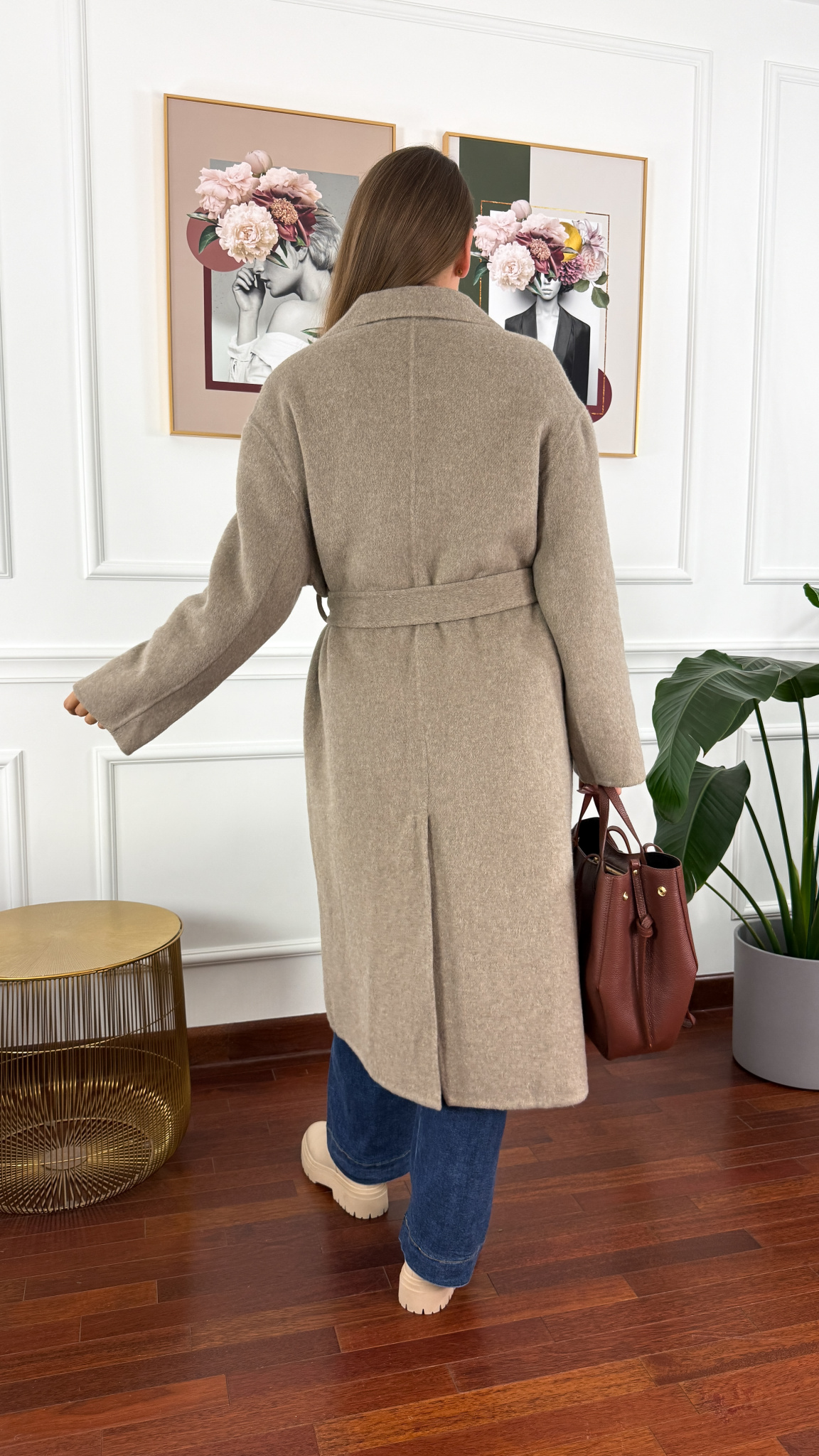 Wełniany płaszcz Eva taupe