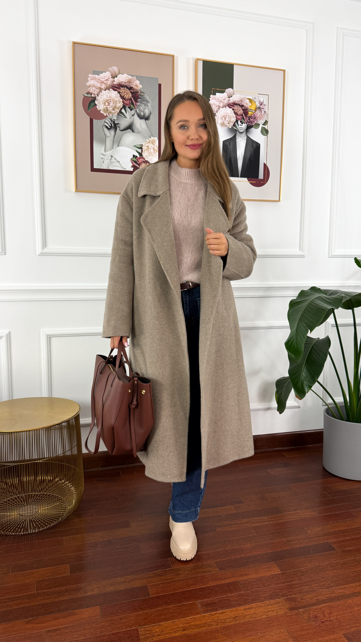 Wełniany płaszcz Eva taupe