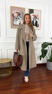 Wełniany płaszcz Eva taupe