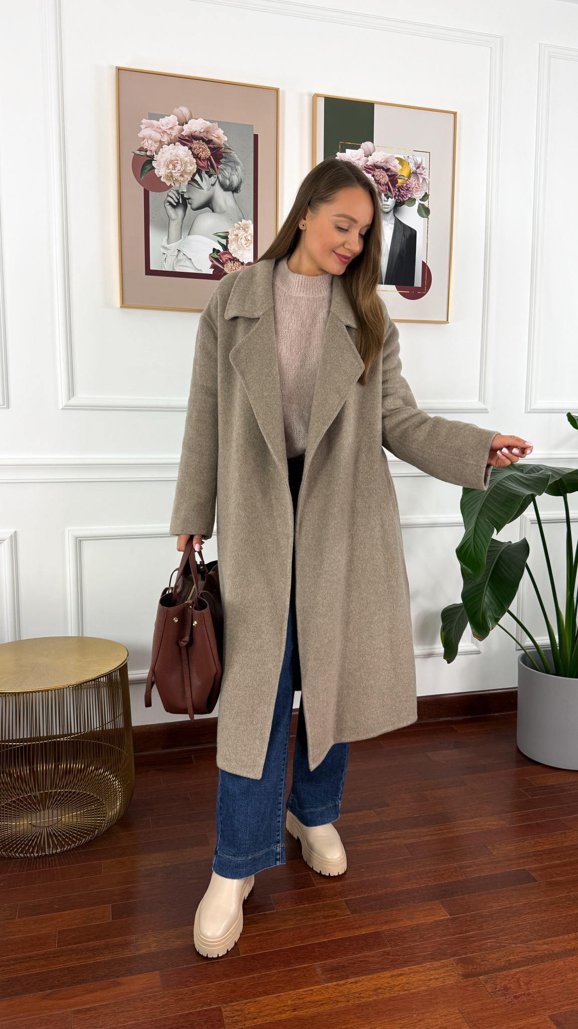 Wełniany płaszcz Eva taupe