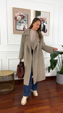 Wełniany płaszcz Eva taupe