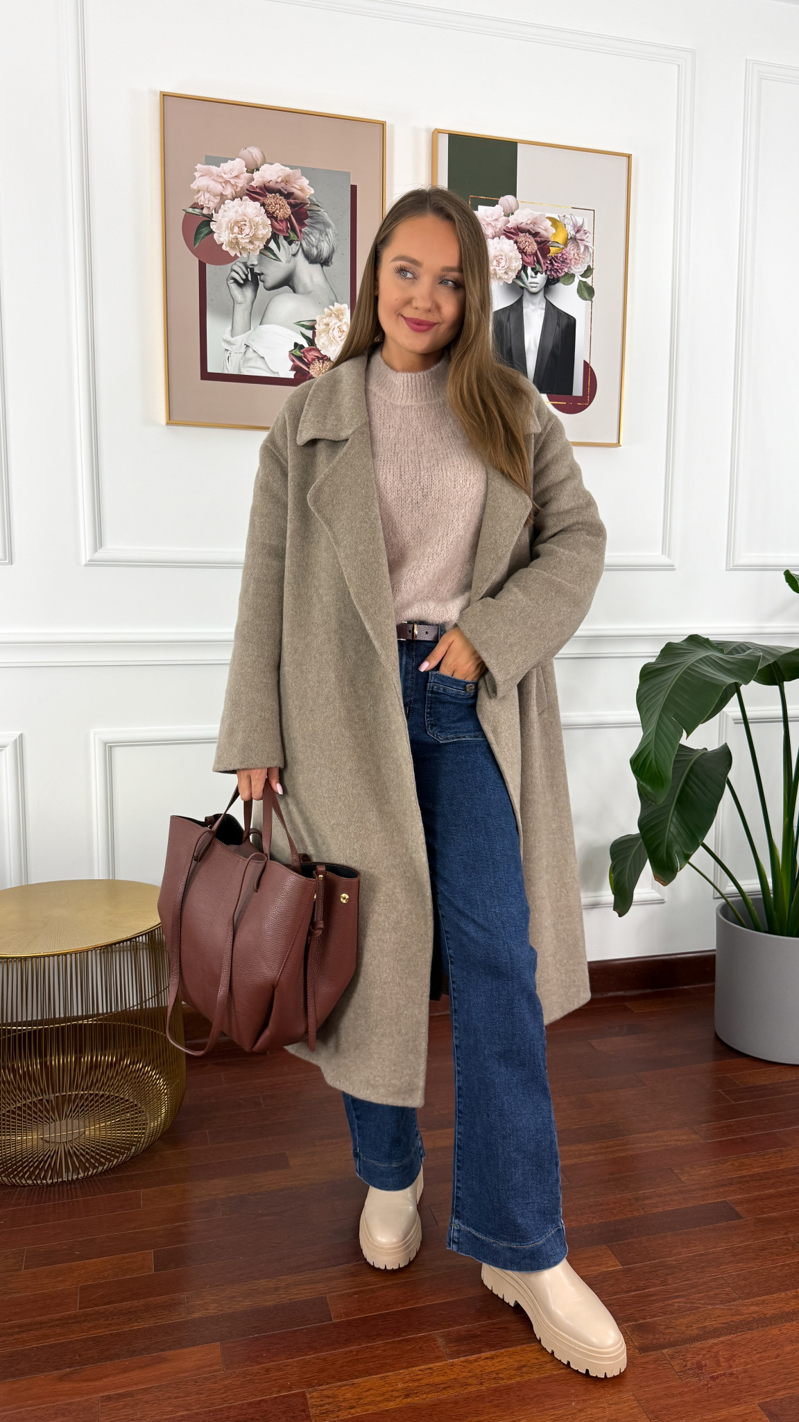 Wełniany płaszcz Eva taupe