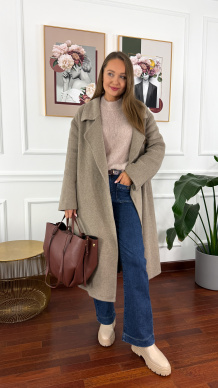 Wełniany płaszcz Eva taupe