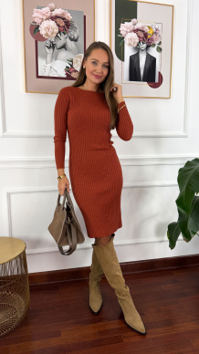 Wiskozowa sukienka Talia ceglasta