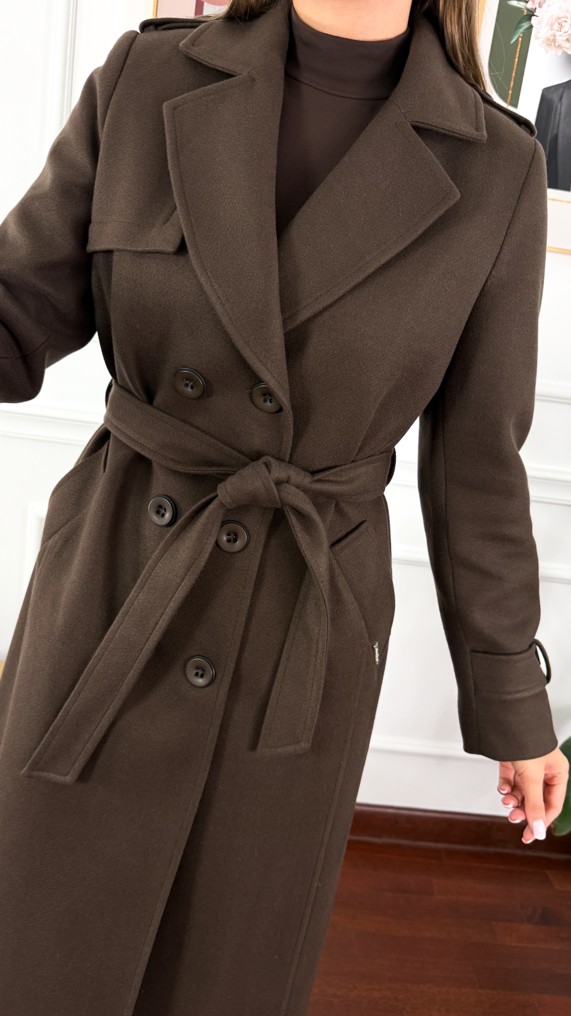 Wełniany płaszcz Lucia czekoladowy