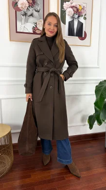 Wełniany płaszcz Lucia czekoladowy