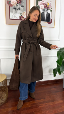 Wełniany płaszcz Lucia czekoladowy