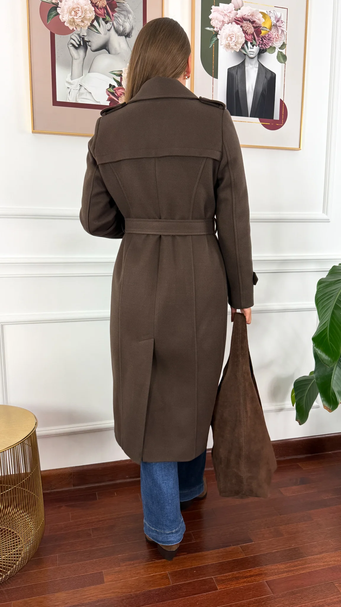 Wełniany płaszcz Lucia czekoladowy