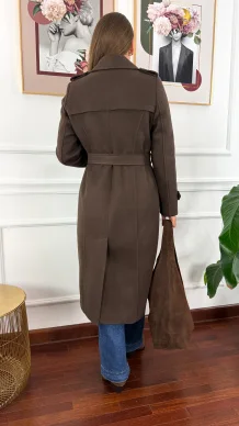 Wełniany płaszcz Lucia czekoladowy