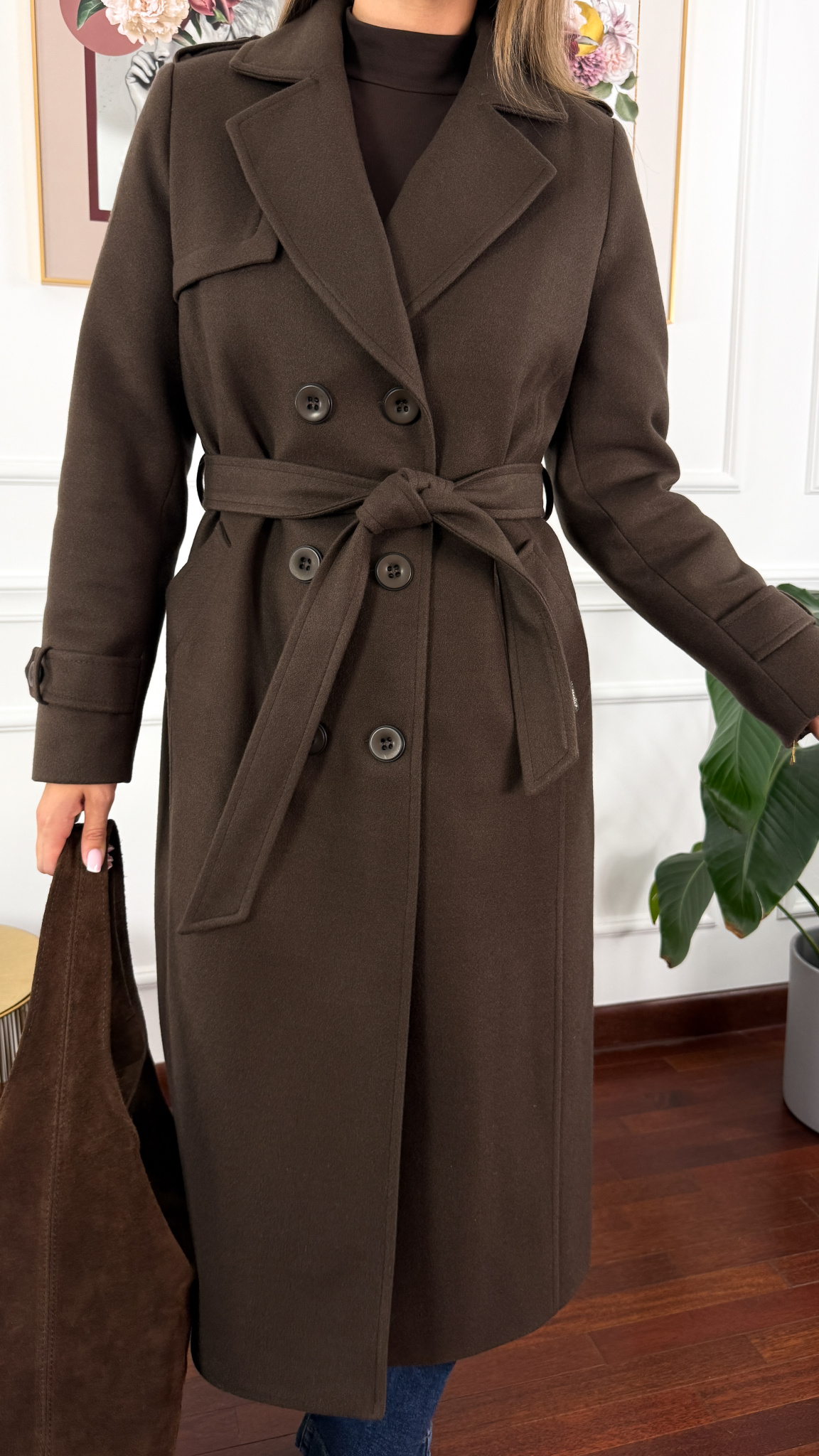 Wełniany płaszcz Lucia czekoladowy