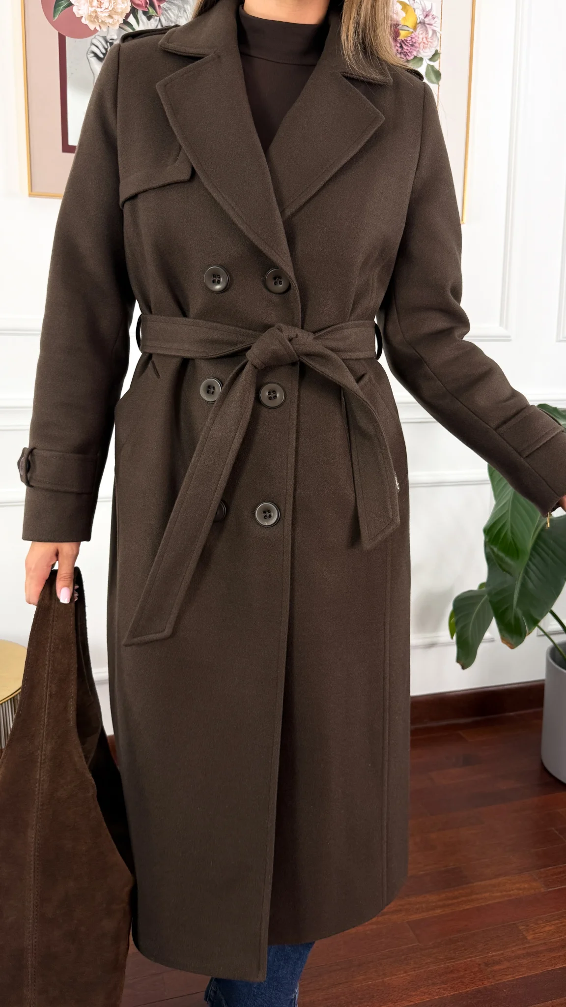 Wełniany płaszcz Lucia czekoladowy