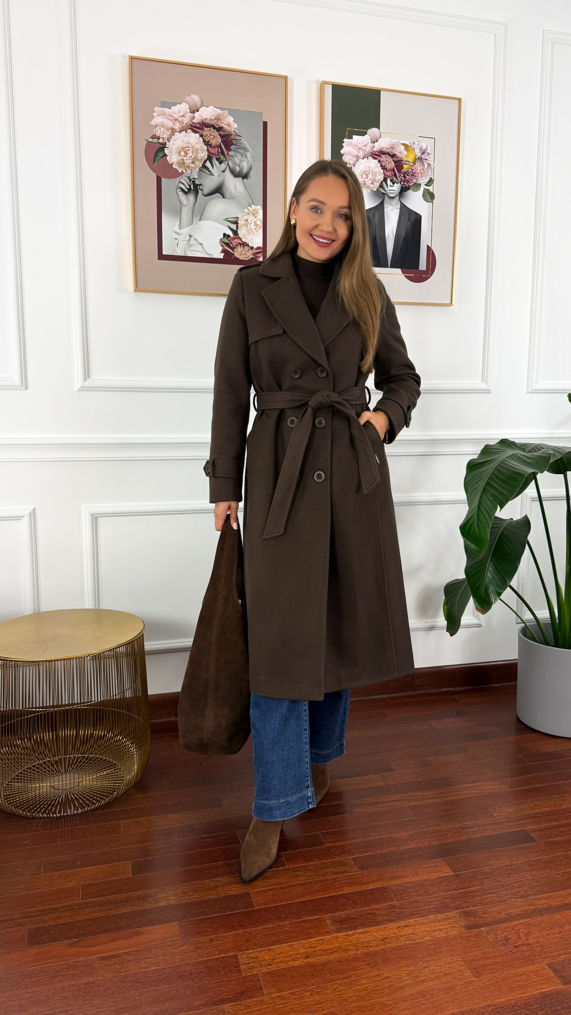 Wełniany płaszcz Lucia czekoladowy