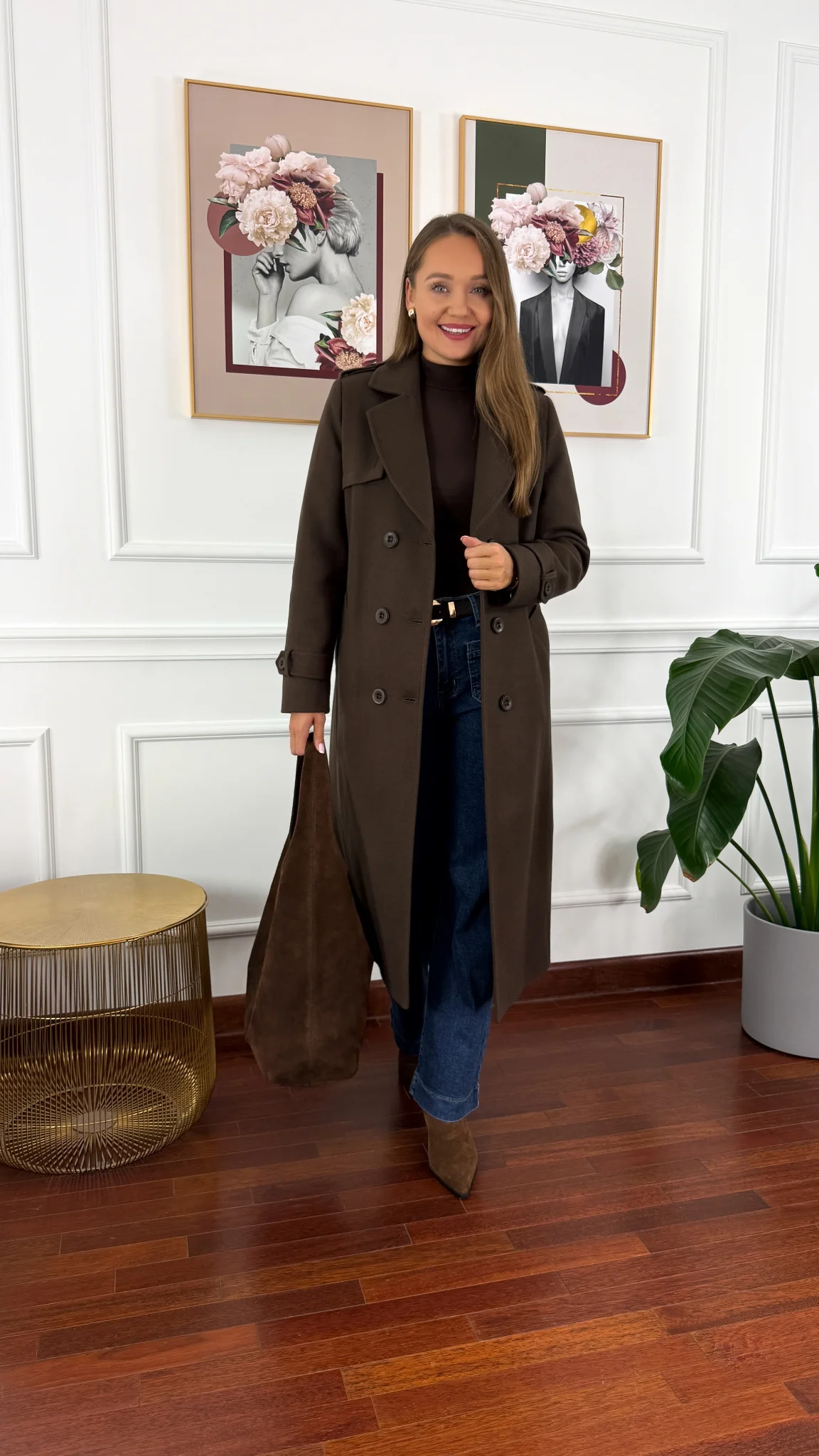 Wełniany płaszcz Lucia czekoladowy