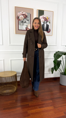 Wełniany płaszcz Lucia czekoladowy