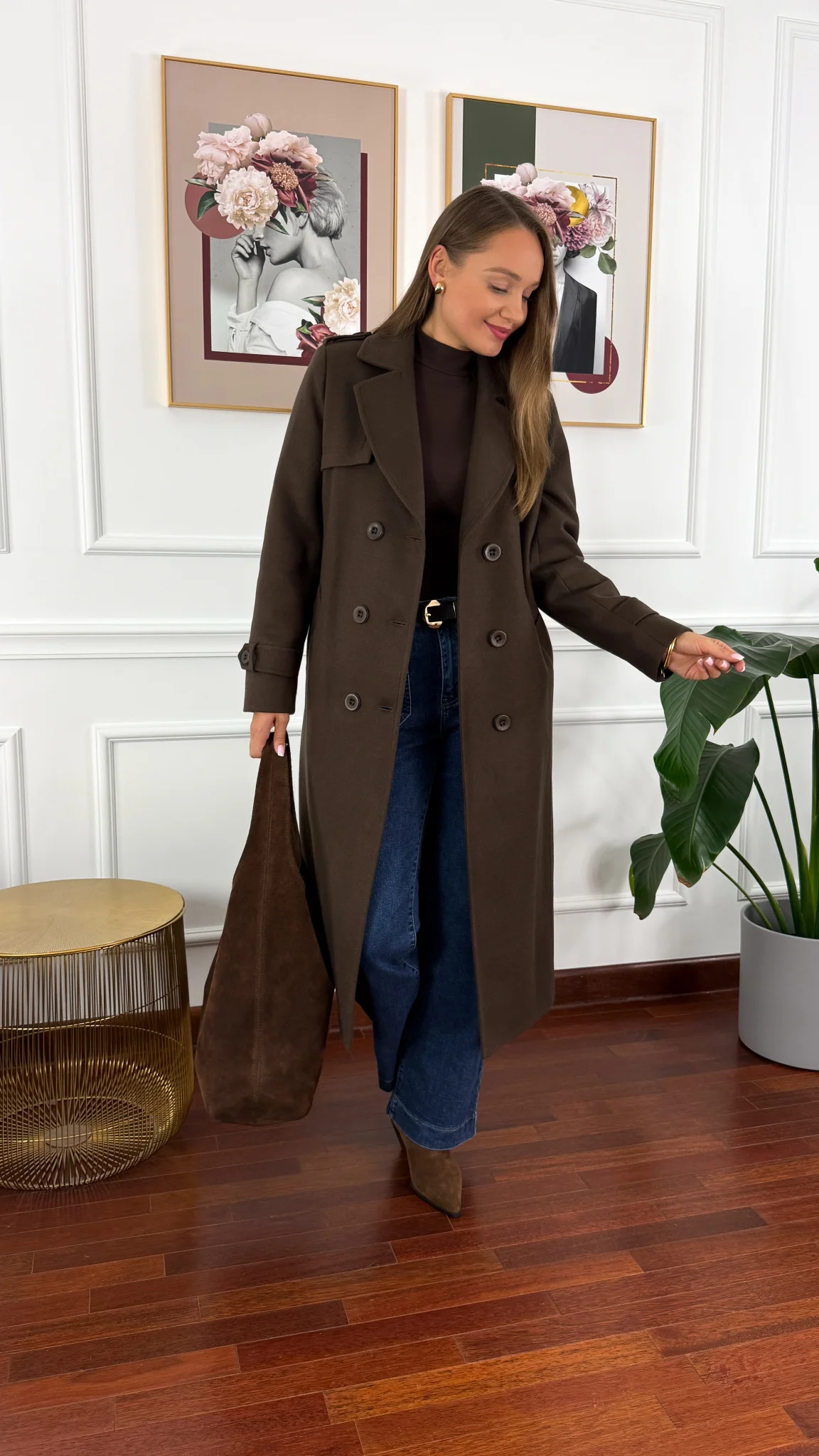 Wełniany płaszcz Lucia czekoladowy