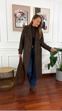 Wełniany płaszcz Lucia czekoladowy