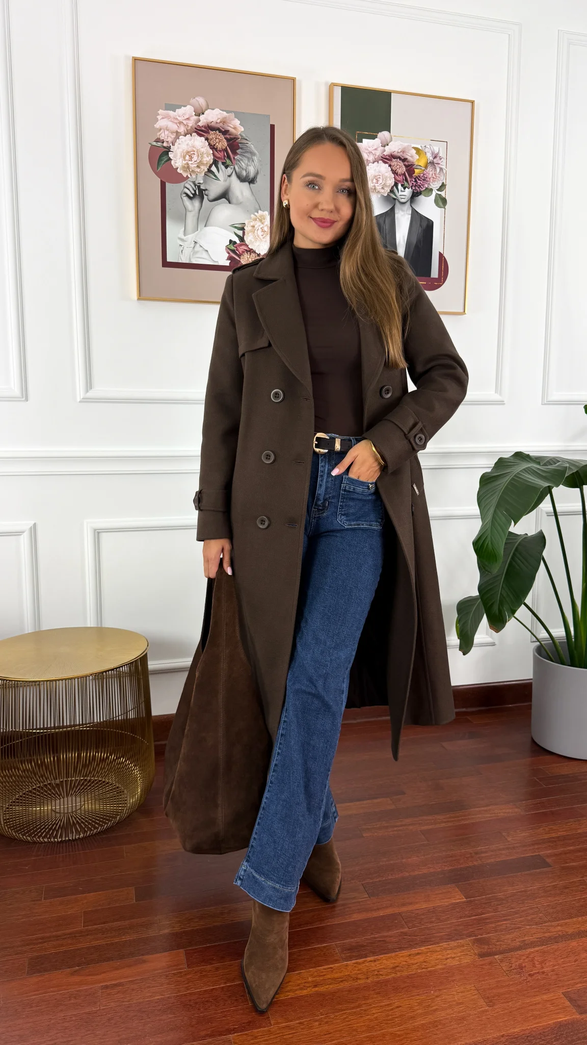 Wełniany płaszcz Lucia czekoladowy