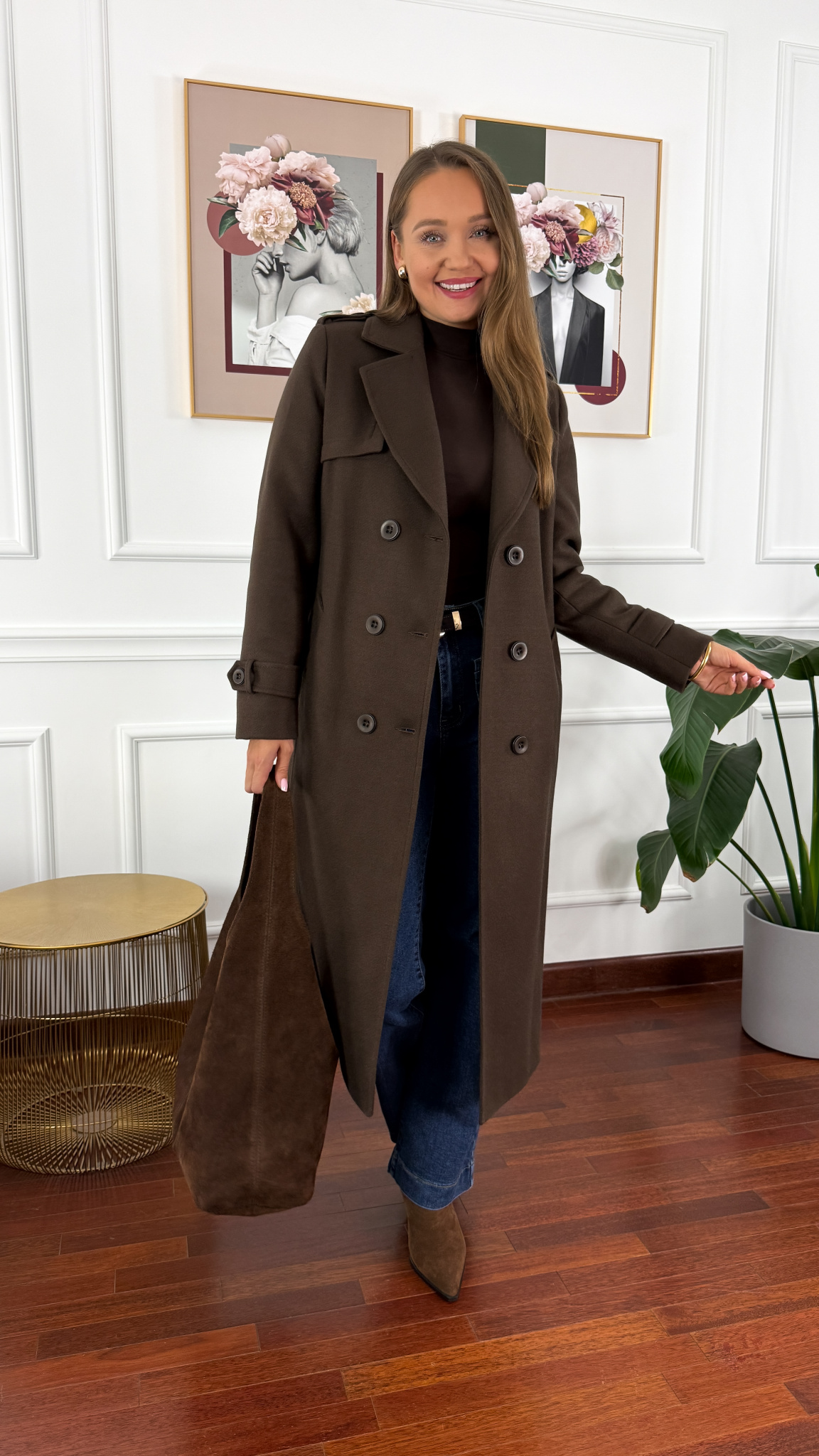 Wełniany płaszcz Lucia czekoladowy