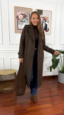 Wełniany płaszcz Lucia czekoladowy