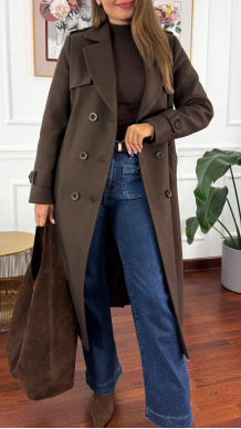 Wełniany płaszcz Lucia czekoladowy