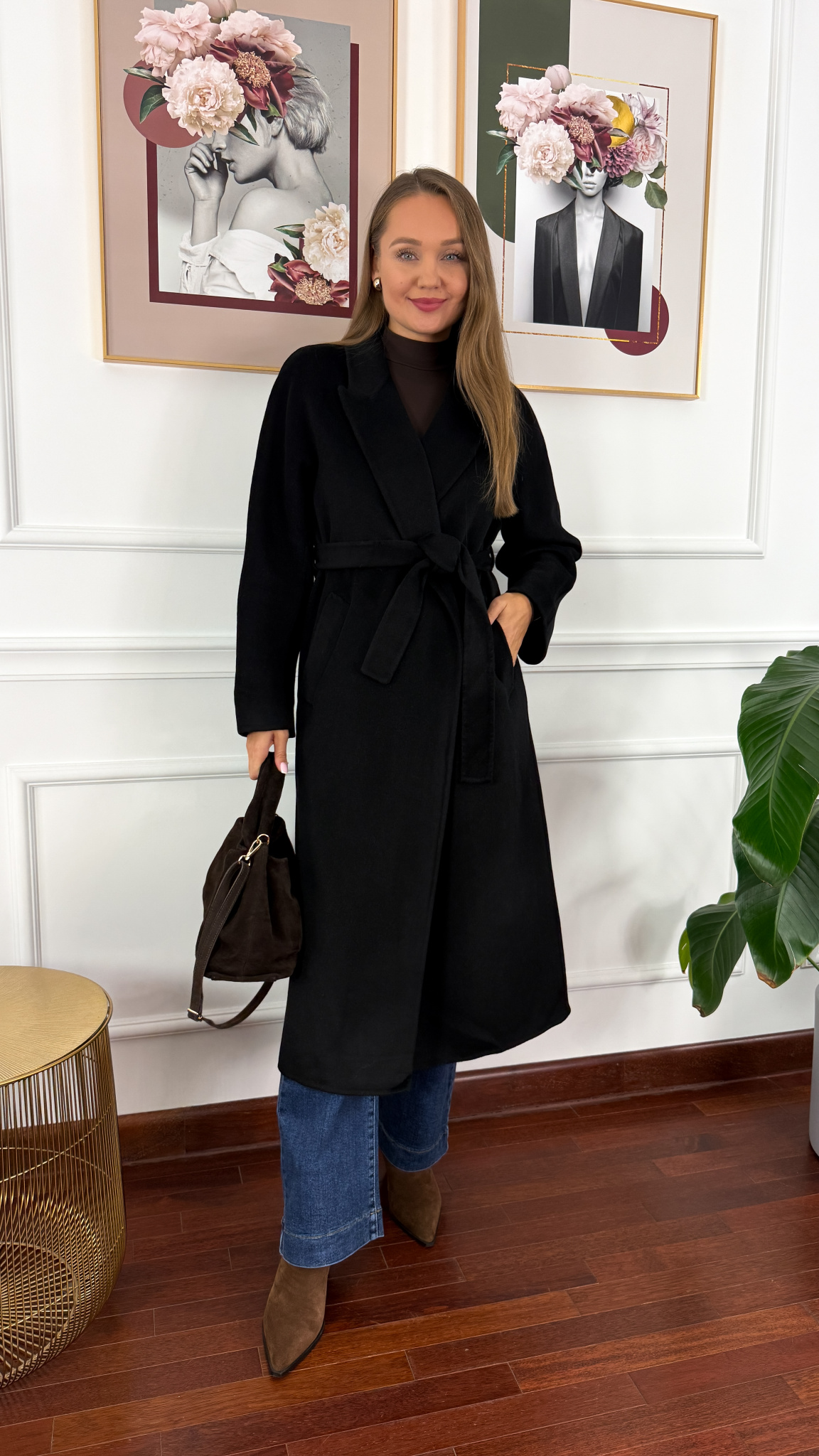 Wełniany płaszcz Astrid czarny