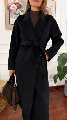 Wełniany płaszcz Astrid czarny