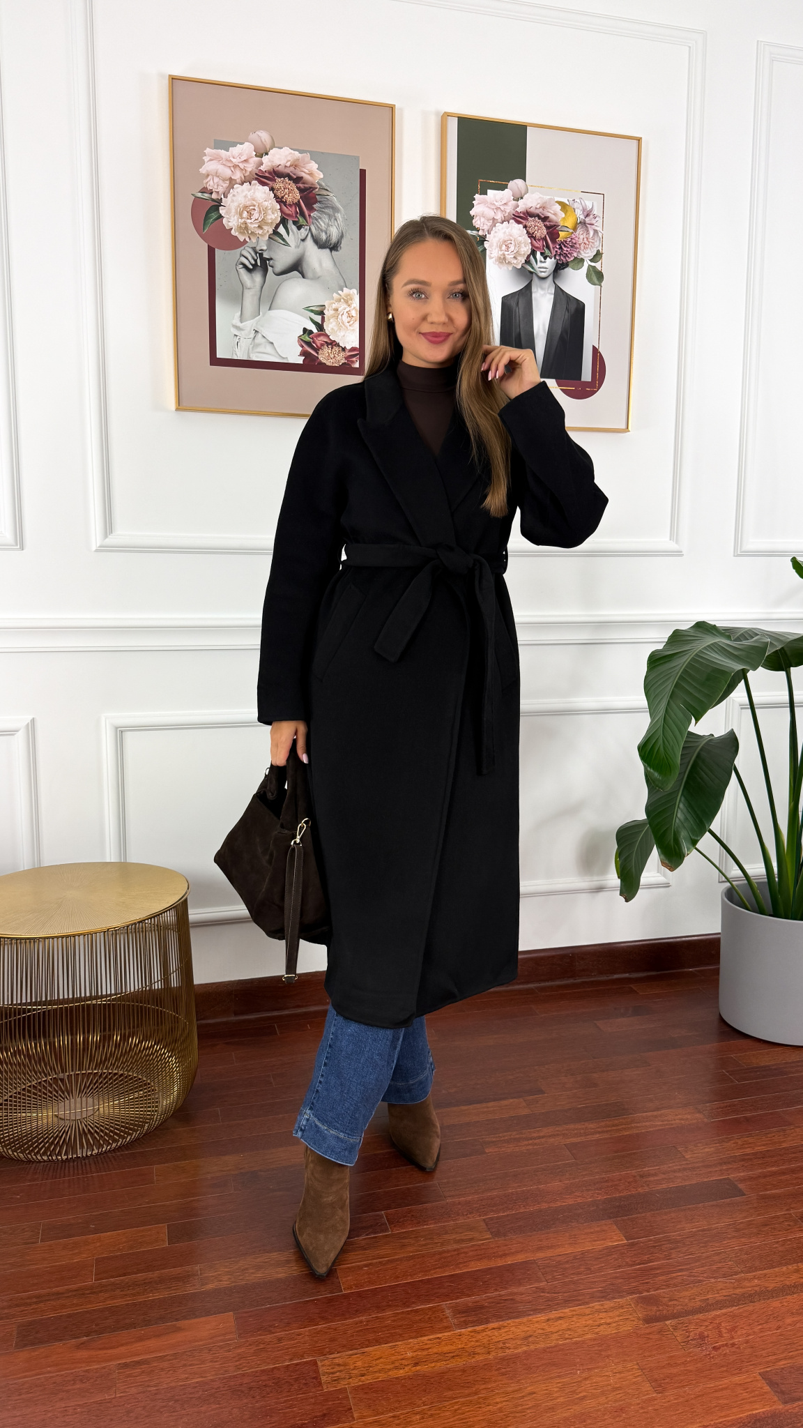 Wełniany płaszcz Astrid czarny