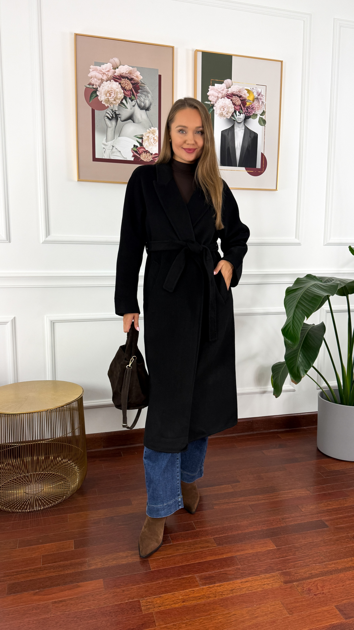 Wełniany płaszcz Astrid czarny