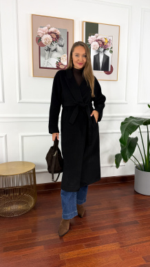 Wełniany płaszcz Astrid czarny