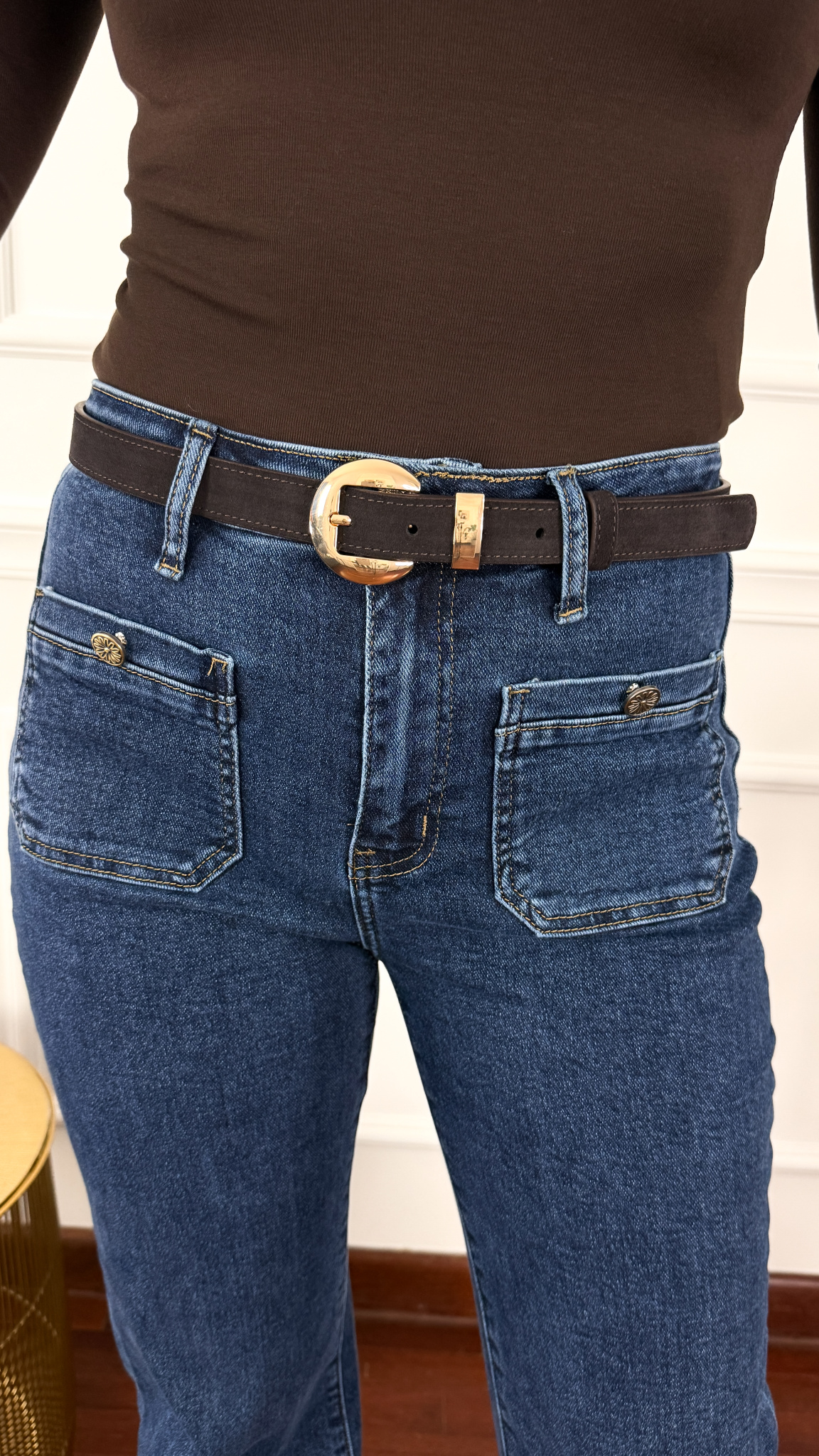 Skórzany pasek Sol zamszowy czekoladowy