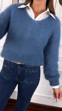 Moherowy sweter Lily niebieski