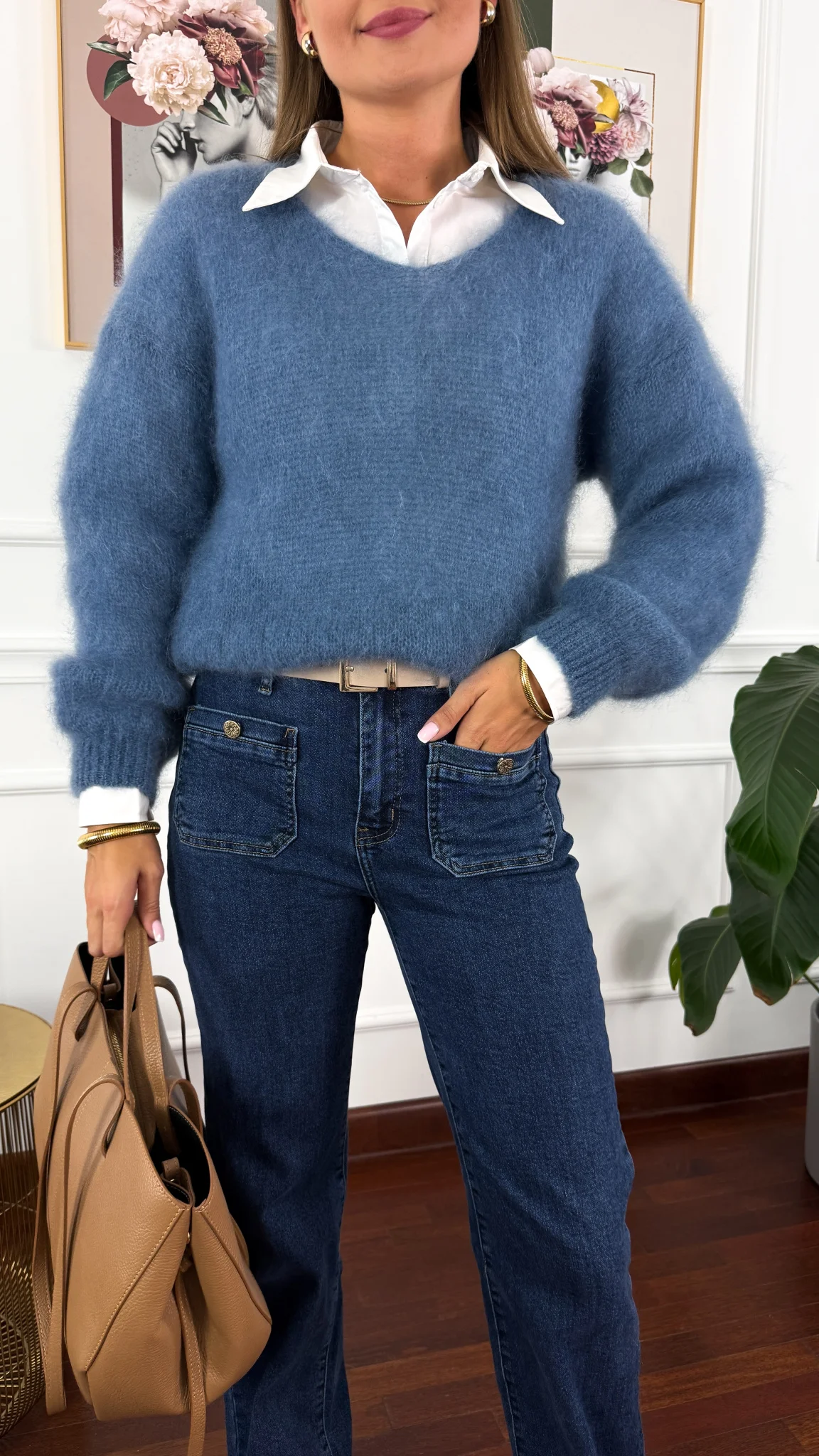 Moherowy sweter Lily niebieski